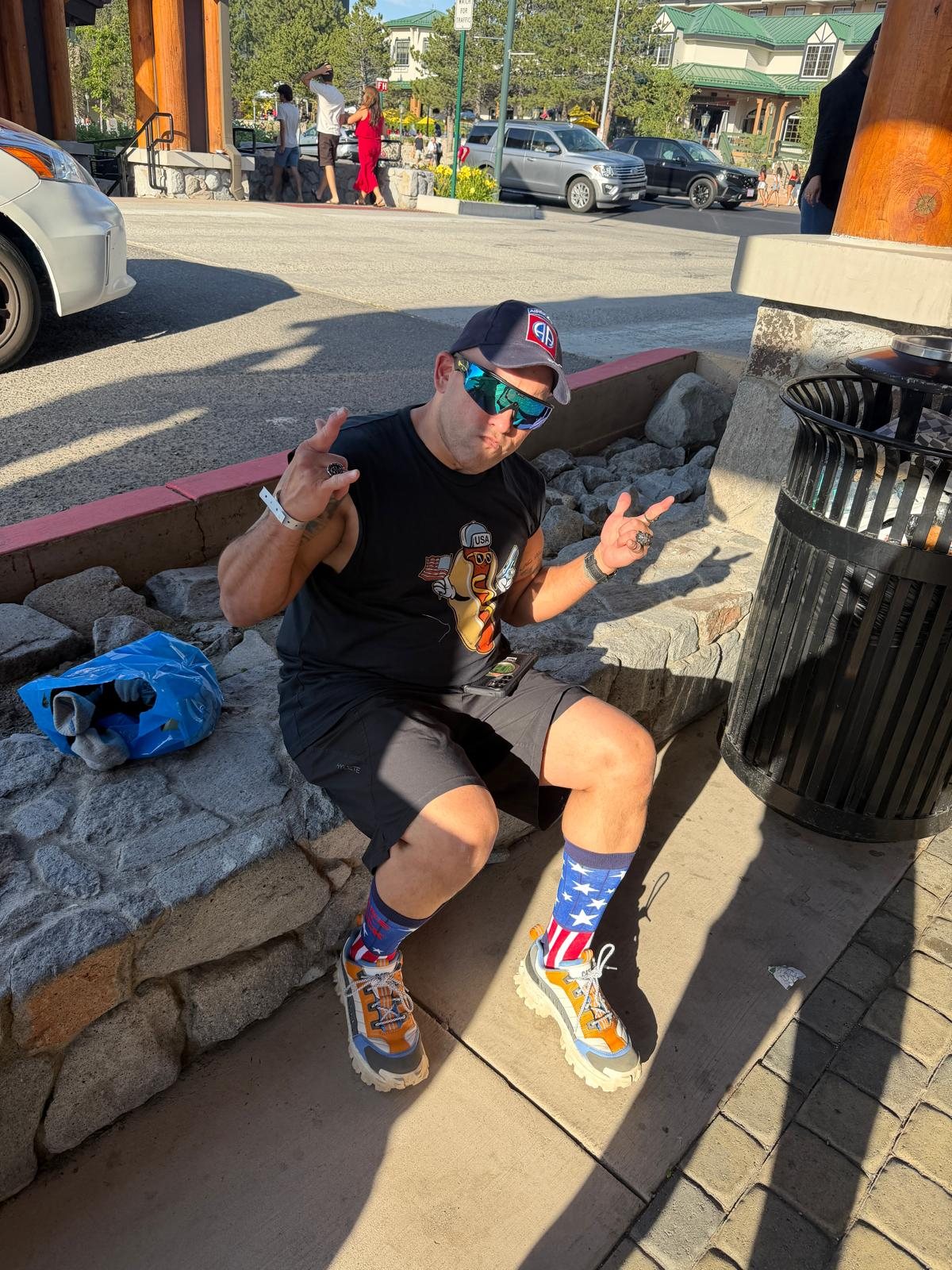 Commander lakeside in sunglasses