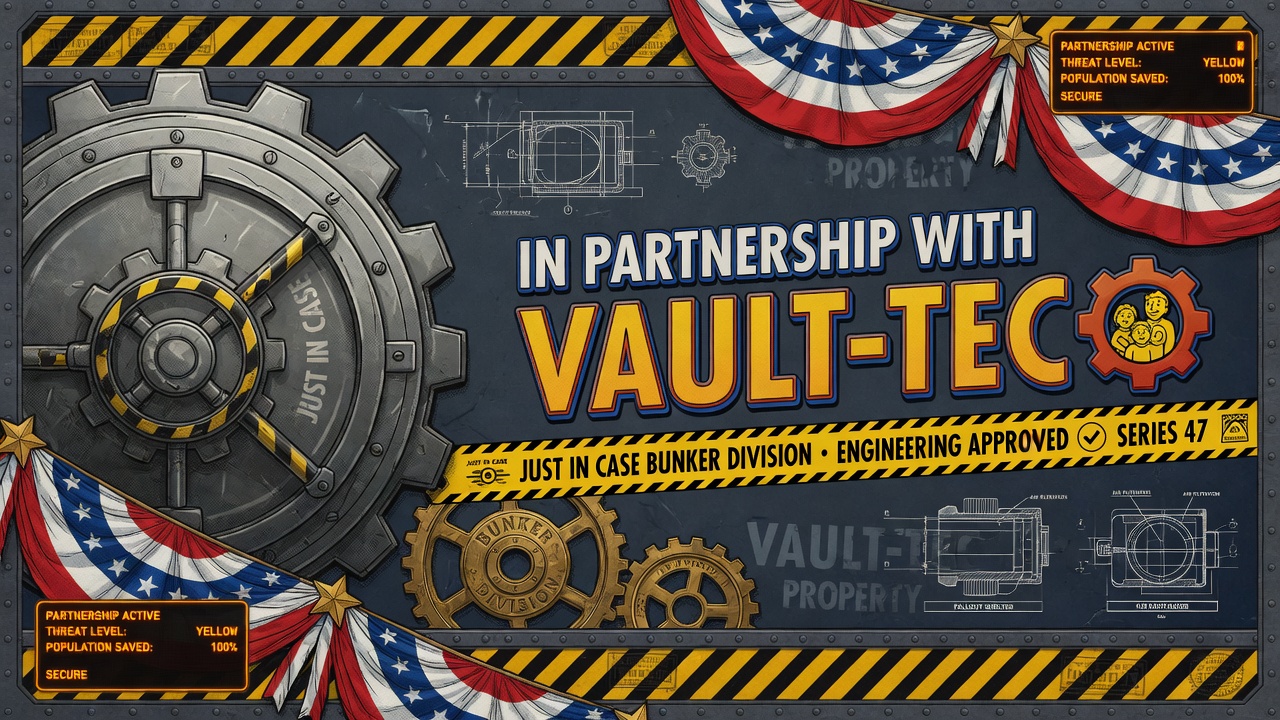 In partnership with Vault-TEC promotional banner for the bunker division